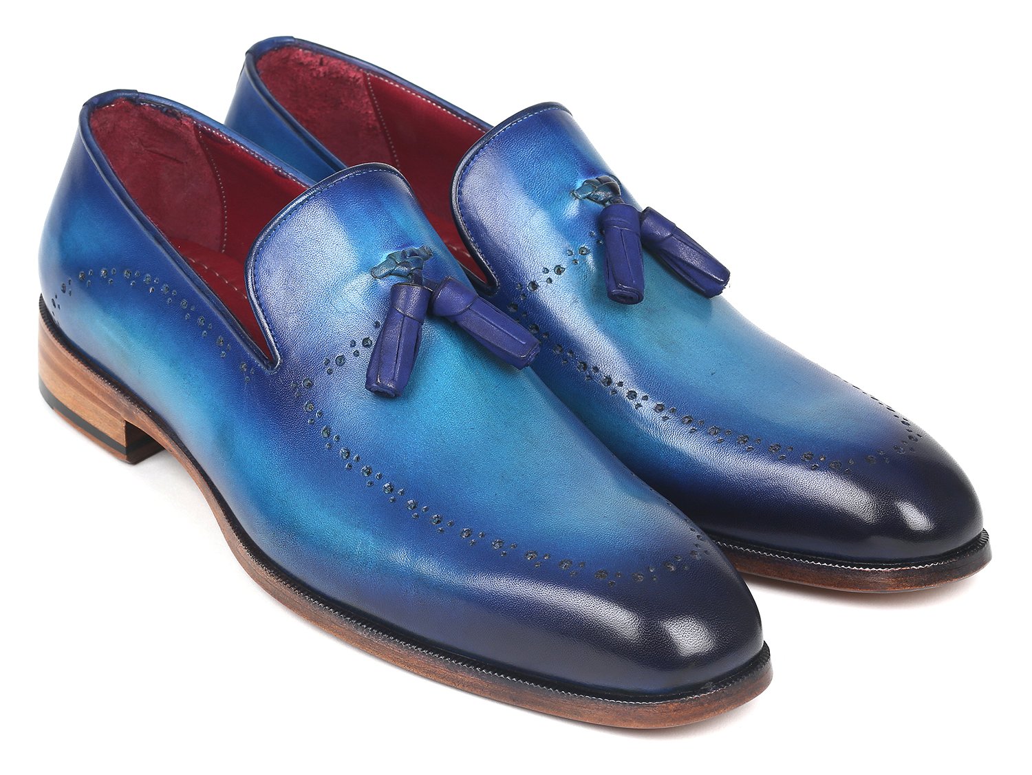 Paul Parkman "66T82-BLU" Blue Genuine Leather Tassel Loafer.